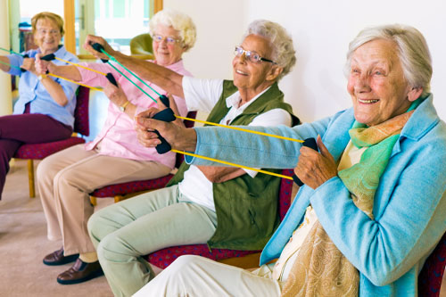 Group of older adults exercising