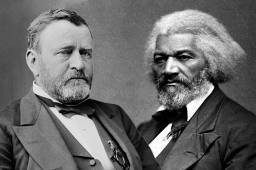 Combined black and white portraits of Frederick Douglass and Ulysses s grant