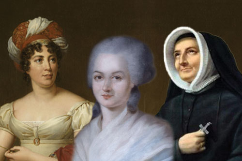Portraits of Germaine de Staël, Olympe de Gouges, and St. Madeline Sophie Barat