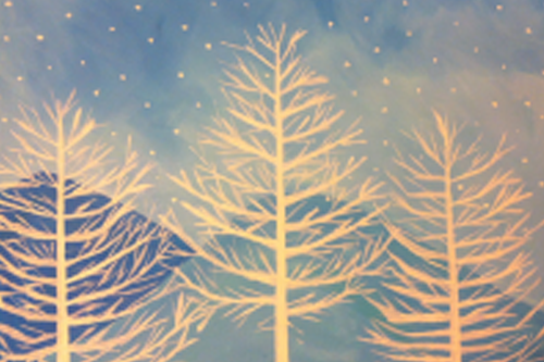 painting of winter trees