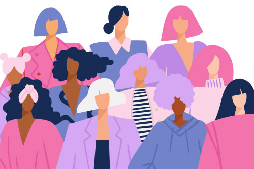 illustration of a group of women dressed in different colors