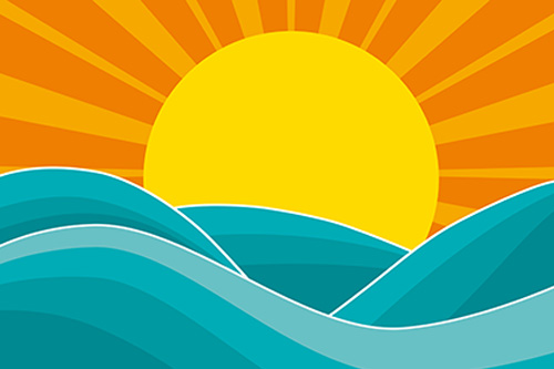 illustration of sun against orange sky