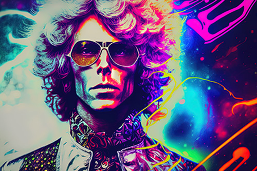 illustration of rock and roll musician